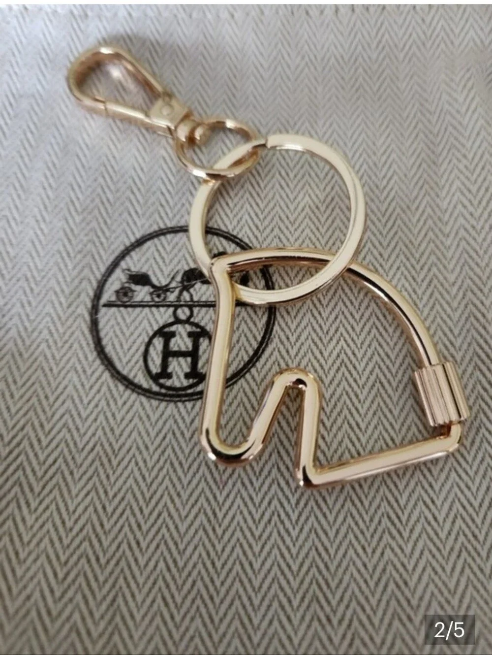Hermes Goldtone Horse Keyring Or Purse Charm
